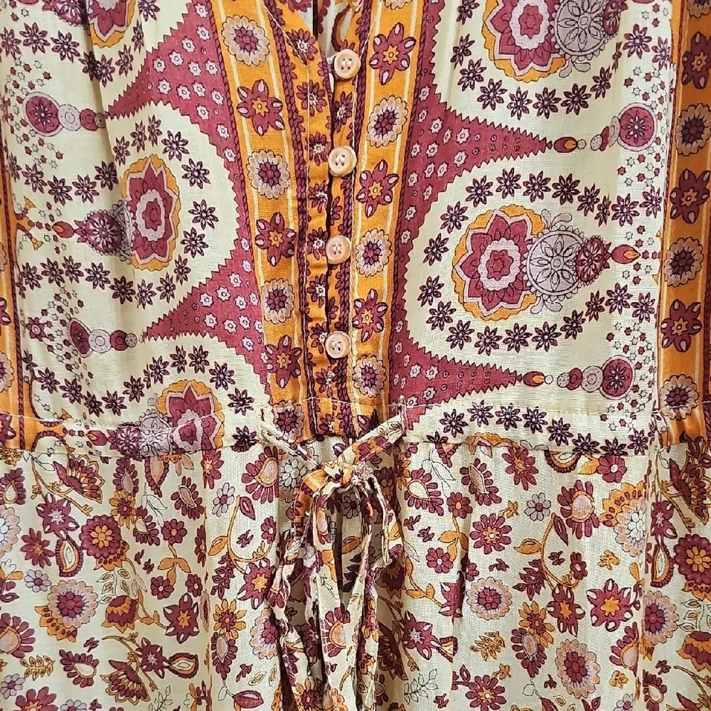 Aura Brown and Orange Ruffled Sundress - Picture 5 of 8